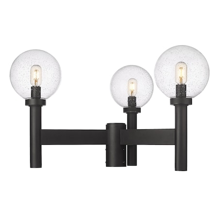 Z-Lite Laurent Outdoor Post Mount Fixture, 3-Light, 30 In.W x 18 In.H, Black/Clear Seedy 599MP3-BK